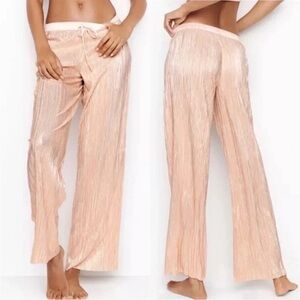 Victoria’s Secret Rose Gold Pleated Lame Drawstring Waist Pants Size Small